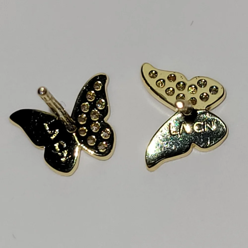 LA Rocks fine silver plated butterfly post earrings NWOT - Picture 4 of 4